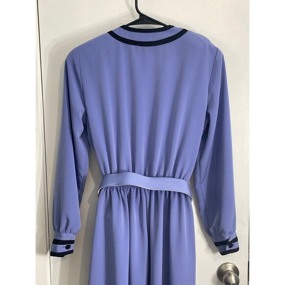 Vintage Madea Church Lady Dress Size 6 Blue Belted Secretary Modest Office - Picture 5 of 7